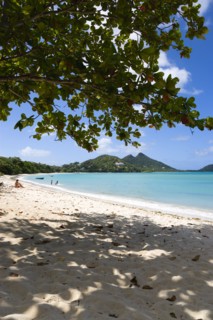 WEST INDIES, Grenada, Carriacou, Waves breaking on Paradise Beach at L'Esterre Bay with the