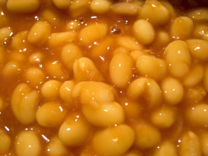 FOOD, Pulses, Beans, Baked Haricot beans in tomato sauce.