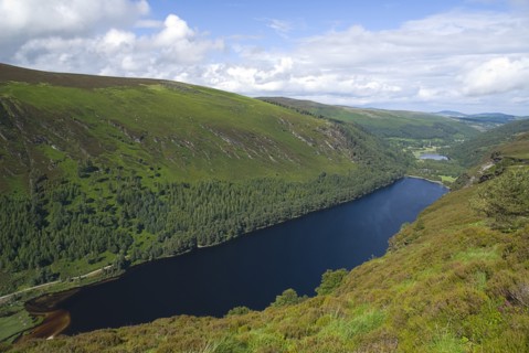 20093567 IRELAND Wicklow Glendalough View east from the Spink Wak on summit of hills above Glendalough