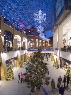 IRELAND, North, Belfast, Victoria Square shopping centre decorated for Christmas.