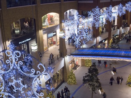 IRELAND, North, Belfast, Victoria Square shopping centre decorated for Christmas.