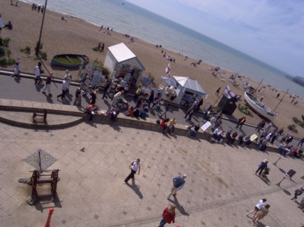 ENGLAND, East Sussex, Brighton, Promenade outside the fishing museum with stall selling fish and