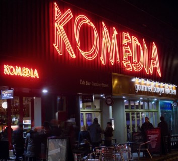ENGLAND, East Sussex, Brighton, "Exterior of the Komedia theatre, cafe and bar in Gardner Street.
