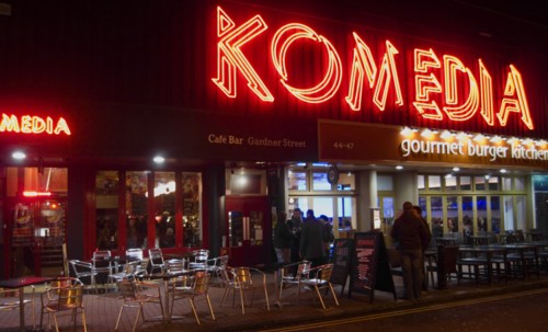 ENGLAND, East Sussex, Brighton, "Exterior of the Komedia theatre, cafe and bar in Gardner Street.
