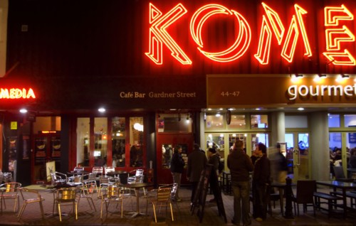 ENGLAND, East Sussex, Brighton, "Exterior of the Komedia theatre, cafe and bar in Gardner Street.