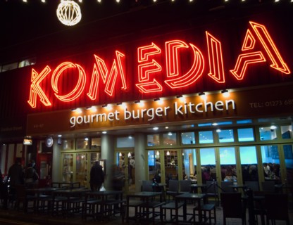ENGLAND, East Sussex, Brighton, "Exterior of the Komedia theatre, cafe and bar in Gardner Street.