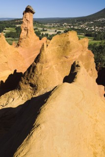 FRANCE, Provence Cote d’Azur, Vaucluse, "Cheminee de Fee or Fairy Chimneys.  Early morning light on