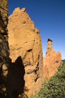 FRANCE, Provence Cote d’Azur, Vaucluse, Cheminee de Fee or Fairy Chimneys.  Morning light on eroded