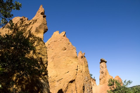 FRANCE, Provence Cote d’Azur, Vaucluse, "Colorado Provencal.  Cheminee de Fee or Fairy Chimneys,
