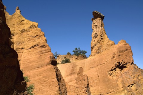 FRANCE, Provence Cote d’Azur, Vaucluse, "Colorado Provencal.  Cheminee de Fee or Fairy Chimneys.