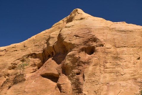 FRANCE, Provence Cote d’Azur, Vaucluse, Colorado Provencal.  Vivid red expanse of rock in area of
