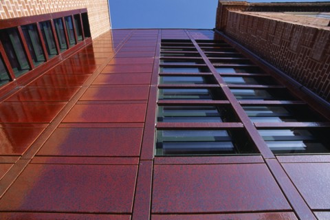 ENGLAND, West Sussex, Chichester, Pallant House Gallery. Angled part view looking up at the