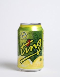 DRINKS, Soft, Soda Pop, A tin of Ting the Jamaican Grapefruit soft drink on a white background
