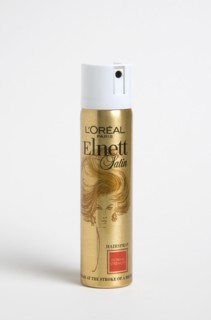 GROOMING, Hair, Hairspray, An aerosol can of hairspray on a white background