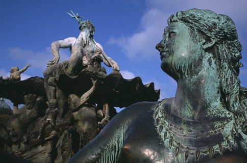 GERMANY, Berlin, Detail of Neptunebrunnen fountain by Reinhold Begas 1891  depicting Neptune at