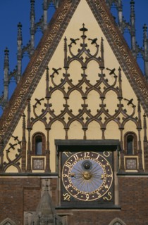 POLAND, Wroclaw, Wroclaw Town Hall dating from the fourteenth century.  Part view of exterior with