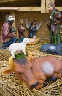 RELIGION, Festivals, Christmas, Outdoor Nativity scene beside the road at Christmas on Canouan
