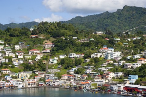 WEST INDIES, Grenada, St George, The Carenage harbour of the capital city of St George's surrounded