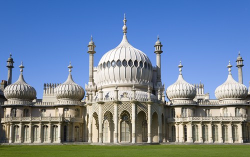 ENGLAND, East Sussex, Brighton, The onion shaped domes of the 19th Century Pavilion designed in the