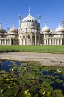 ENGLAND, East Sussex, Brighton, The onion shaped domes of the 19th Century Pavilion designed in the