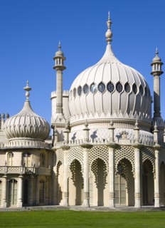 ENGLAND, East Sussex, Brighton, The onion shaped domes of the 19th Century Pavilion designed in the