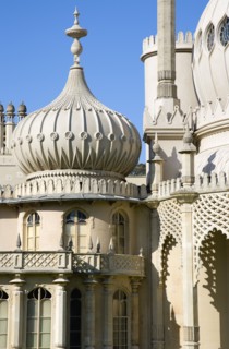 ENGLAND, East Sussex, Brighton, The onion shaped domes of the 19th Century Pavilion designed in the