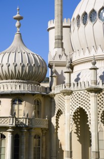ENGLAND, East Sussex, Brighton, The onion shaped domes of the 19th Century Pavilion designed in the