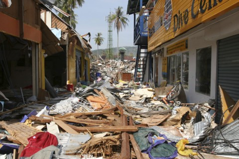 THAILAND, Phang Nga District, Takua Pa, "Tsunami. Phi Phi on the 11th day after the tsunami hit,