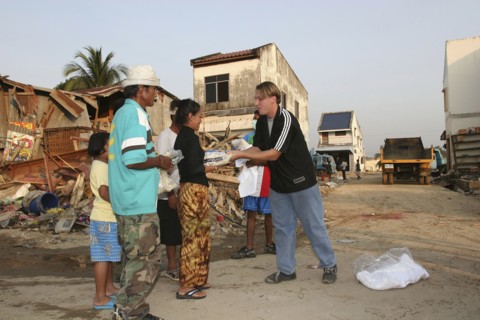 THAILAND, Phang Nga District, Nam Khem, "Tsunami. Thai's who have been homeless receive suplies