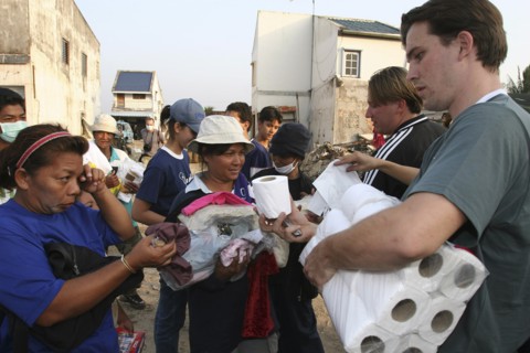 THAILAND, Phang Nga District, Nam Khem, "Tsunami. Thai's who have been homeless receive suplies