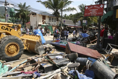 THAILAND, Phang Nga District, Phuket, "Tsunmai carnage the day after. The clean up starts from What