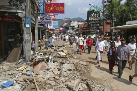 THAILAND, Phang Nga District, Phuket, "Tsunami  carnage the day after. What is left of Patong on