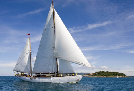 THAILAND, Phuket, "Phuket's King Cup Reggata The Sylvia boat, a 143 foot yacht, with 25 crew, it