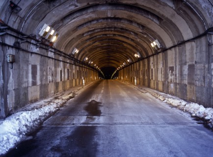 FRANCE, Hautes Pyrenees, Aragnouet , North end of Aragonouet. Bielsa road tunnel to Spain from