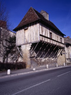 FRANCE, Dordogne, Perigeux, House View Moulin balanced on top of remains of town hall circa 17th