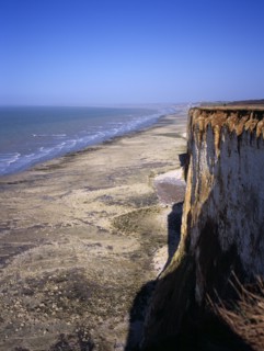 FRANCE, Picardie, Mers les Bains, View north east over chalk cliffs of the channel coast near Mers