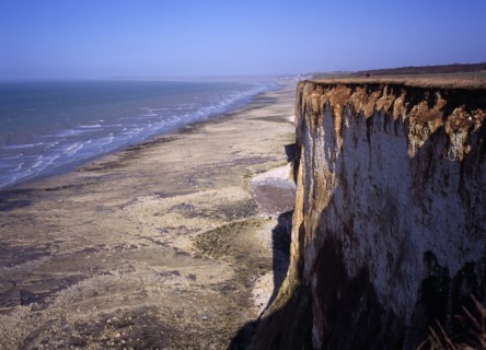 FRANCE, Picardie, Mers les Bains, View north east over chalk cliffs of the channel coast. Near Mers