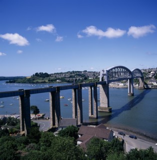 ENGLAND, Devon, Plymouth, Royal Albert Bridge designed by Brunel and finished in 1859.  Carries