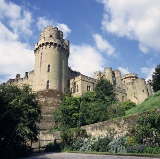 ENGLAND, Warwickshire, Warwick, Warwick Castle from Mill Street.  Original castle built by William