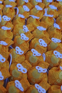 JAPAN, Honshu, Tokyo, "Jingumae - at Meijijingu shrine, omamori good luck charms on display"