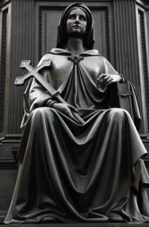GERMANY, Saxony, Dresden, "Neumarkt, detail of female figure holding a cross at the base of the