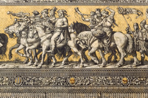 GERMANY, Saxony, Dresden, "Frstenzug or Procession of the Dukes in Auguststrasse a mural on 25,000