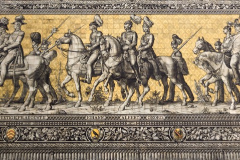 GERMANY, Saxony, Dresden, "Frstenzug or Procession of the Dukes in Auguststrasse a mural on 25,000