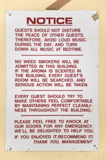 WEST INDIES, Grenada, Carriacou, Hillsborough Notice from the management on the wall of a hotel