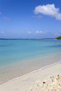 WEST INDIES, Grenada, Carriacou, Waves breaking on Paradise Beach at L'Esterre Bay with the