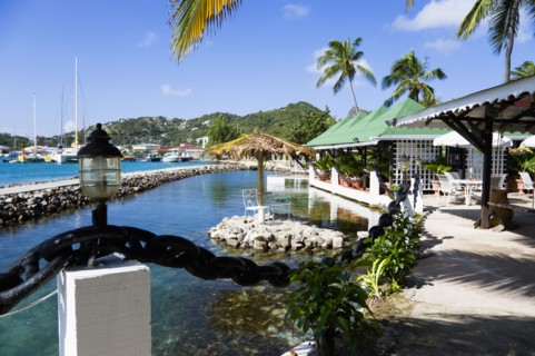 WEST INDIES, St Vincent & The Grenadines, Union Island, The capital of Clifton and the harbour seen