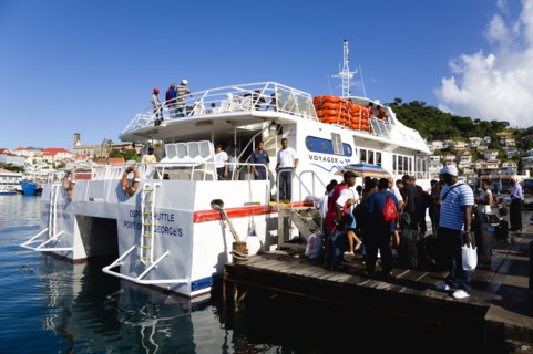 WEST INDIES, Grenada, St Georges, The Osprey Shuttle catamaran inter island service in the Carenage