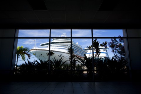 WEST INDIES, Grenada, St George, The cruise ship liners Caribbean Princess and Aida Aura docked at