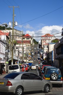 WEST INDIES, Grenada, St George, Traffic jam in Cross Street in the capital on market day.