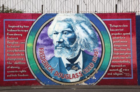 IRELAND, North, Belfast, "West, Falls Road, Political murals painted on walls of the Lower Falls